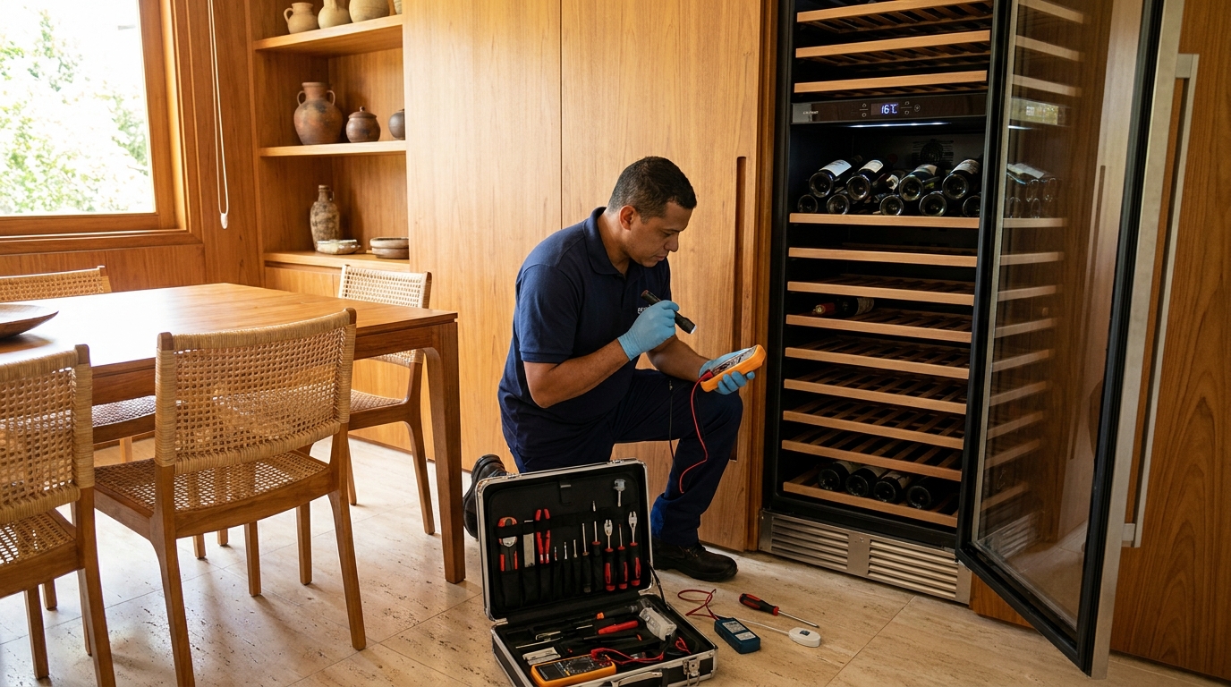 Substituição do termostato de uma adega climatizada em Vitória‑ES